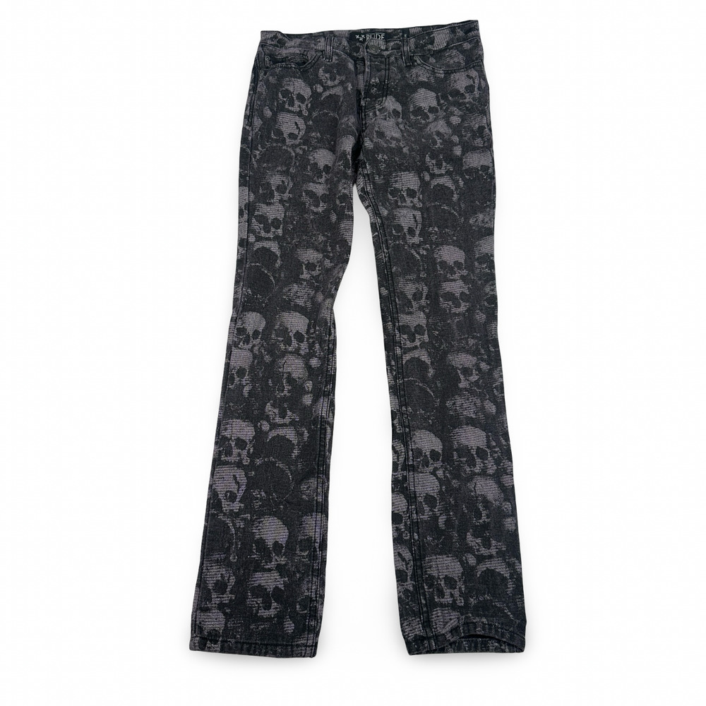 Xxx Rude Skull AOP Skinny Jeans Men’s 30 x 32 Black Denim Dark Goth Emo Punk Y2K